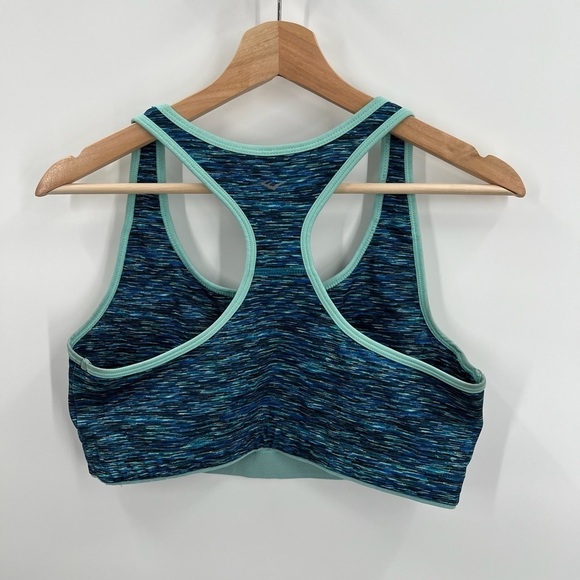 Fabletics Marika Racer-back Green/Blue Sports Bra Activewear Ladies Large - Picture 2 of 3